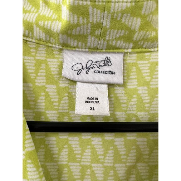 🌸3/$15🌸Green & White Hi-Low Geometric Design Women's Tank with 3/4 Zipper sz L - Picture 4 of 6